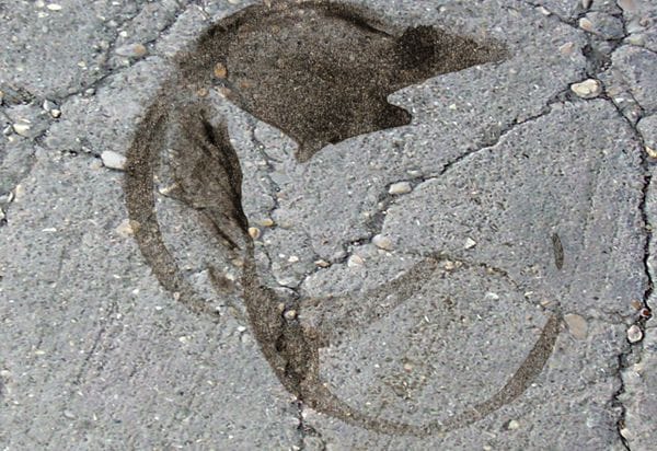 Oil stain on cement Oil stain on cement